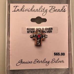 NWT Individuality Beads Rose Gold Cross Charm